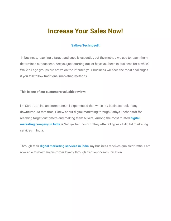 increase your sales now