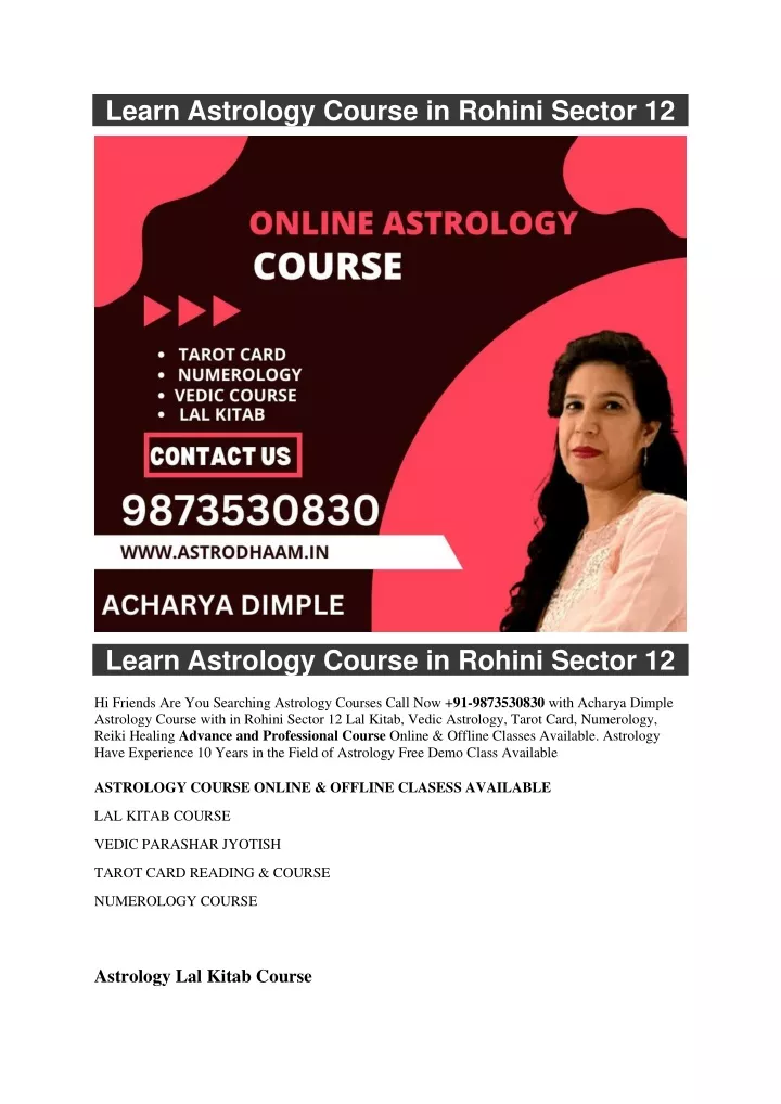 learn astrology course in rohini sector 12