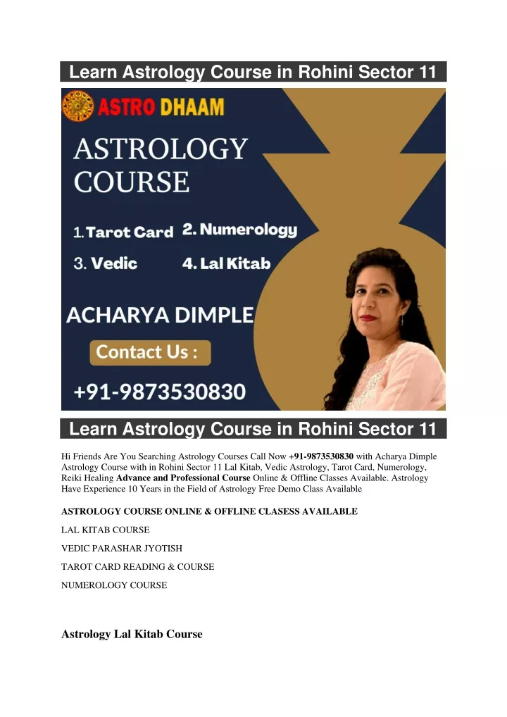 learn astrology course in rohini sector 11