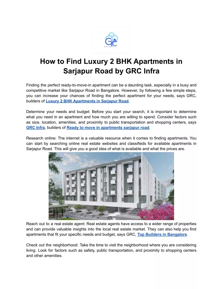 how to find luxury 2 bhk apartments in sarjapur