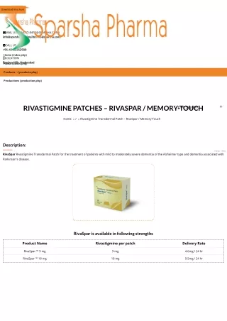 Rivastigmine Patch | Memory Transdermal Patches | Sparsha