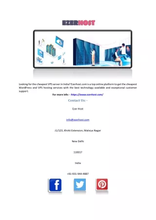Cheapest Vps Server in India | Ezerhost.com