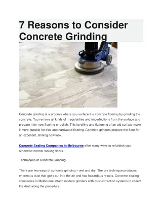 7 reasons to consider concrete grinding