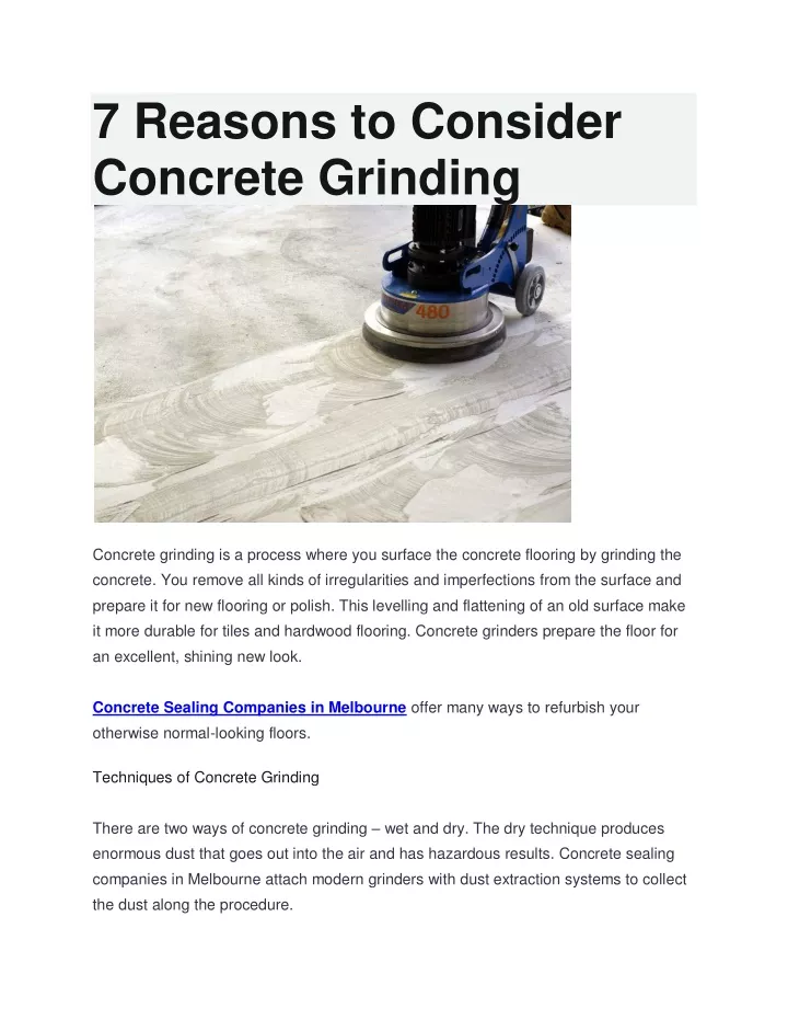 7 reasons to consider concrete grinding