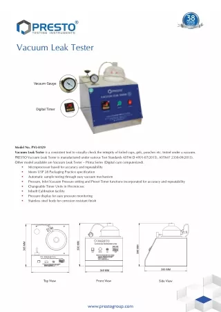 Vacuum leak tester Manufacturer and Supplier in India