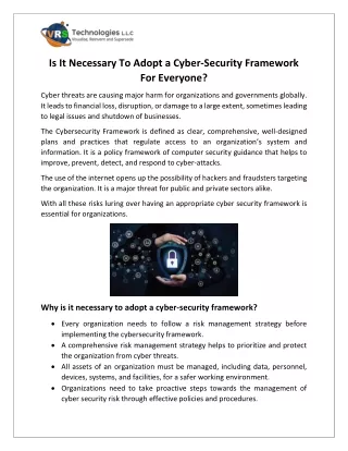 is it necessary to adopt a cyber security