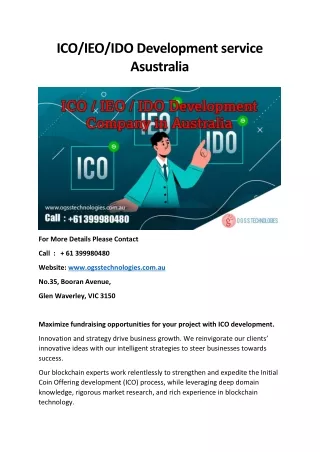 ICO IDO IEO Development  Solutions in Australia