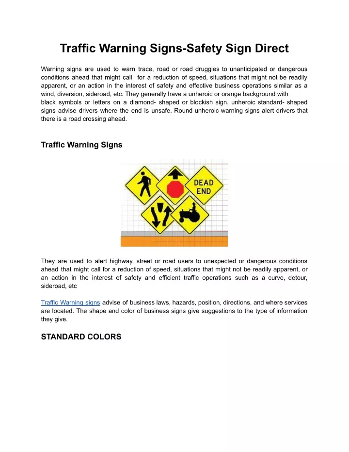 traffic warning signs safety sign direct