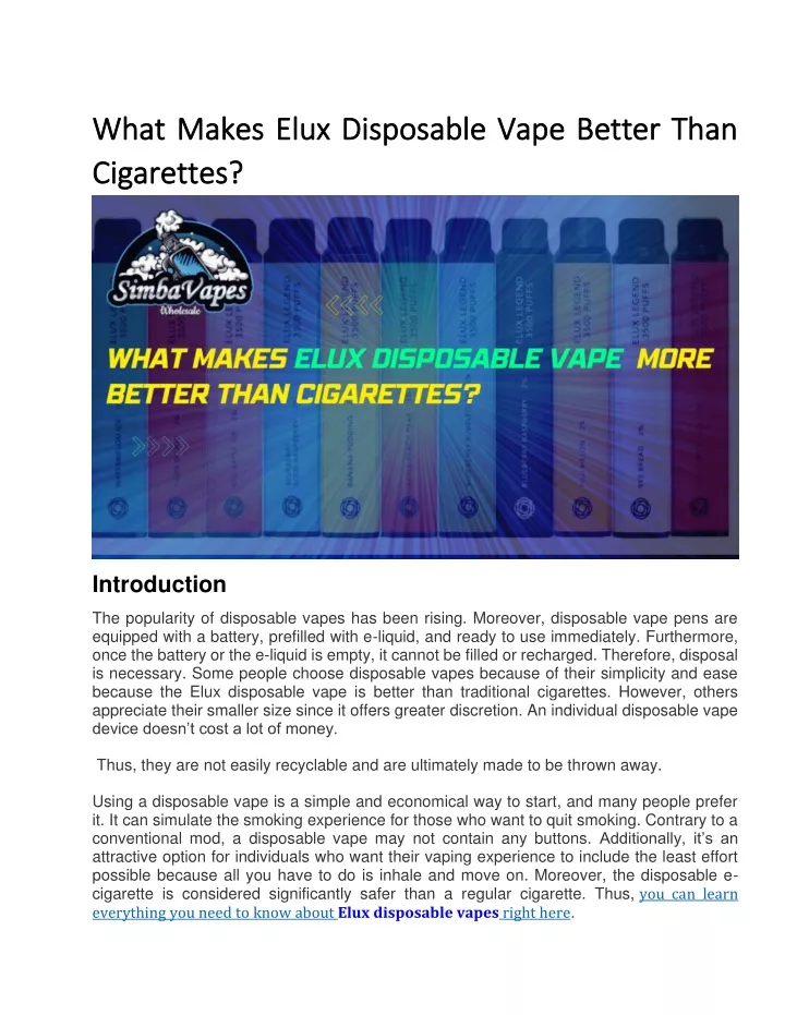 what makes elux disposable vape better than what