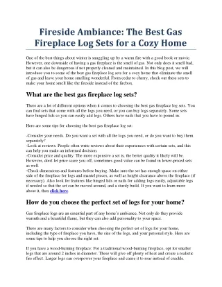 Fireside Ambiance: The Best Gas Fireplace Log Sets for a Cozy Home