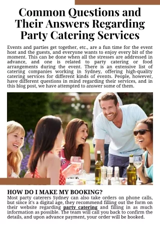Common Questions and Their Answers Regarding Party Catering Services