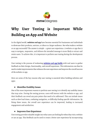 Why User Testing is Important While Building an App and Website