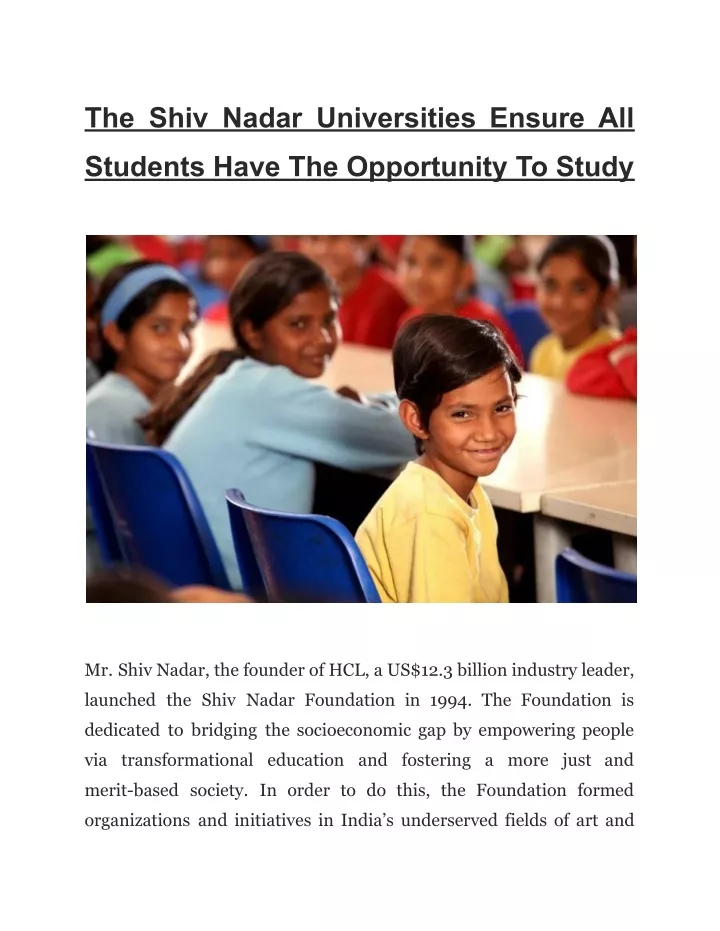 the shiv nadar universities ensure all