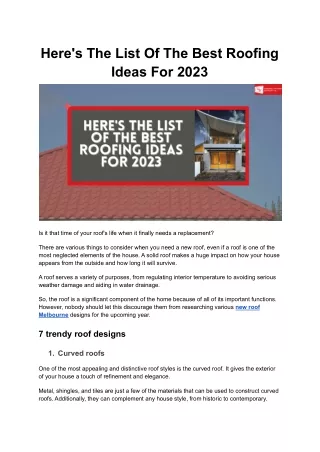 here s the list of the best roofing ideas for 2023