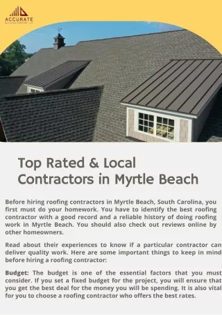 Top Rated & Local Roofing Contractors in Myrtle Beach