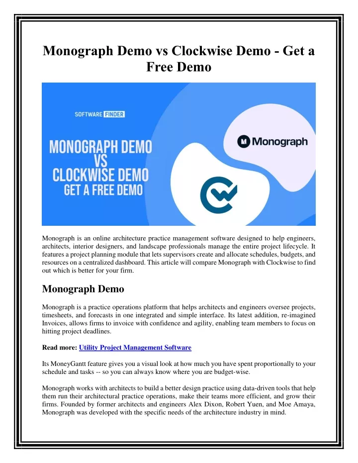 monograph demo vs clockwise demo get a free demo