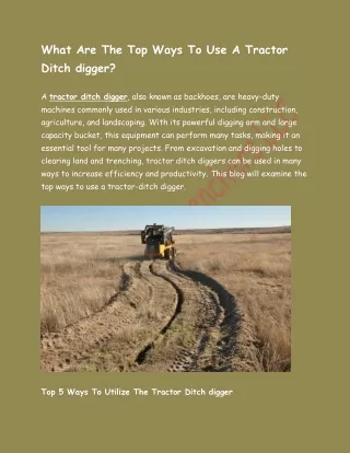 What Are The Top Ways To Use A Tractor Ditch digger