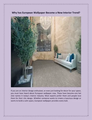 Why has European Wallpaper Become a New Interior Trend?