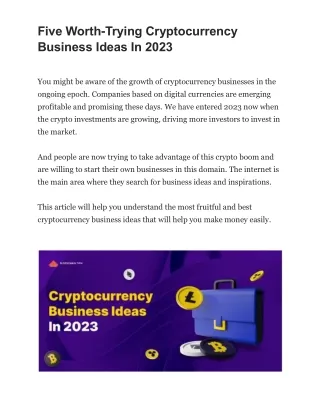Cryptocurrency Business ideas 2023