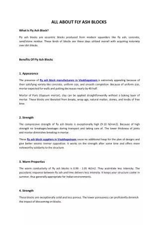 all about fly ash blocks
