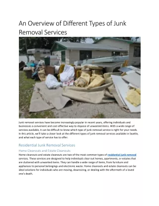 An Overview of Different Types of Junk Removal Services