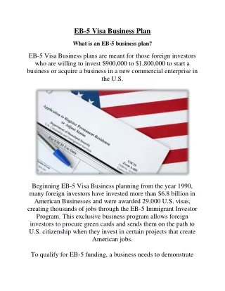EB-5 Visa Business Plan