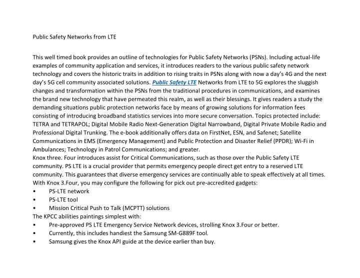 public safety networks from lte