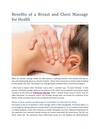 Benefits of a Breast and Chest Massage for Health