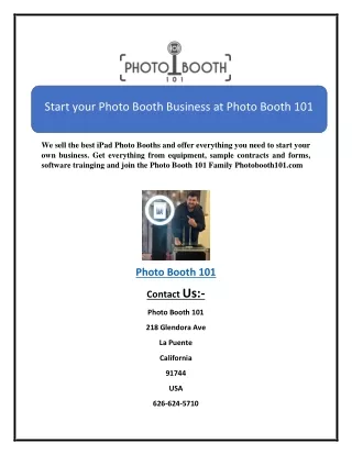Start your Photo Booth Business at Photo Booth 101