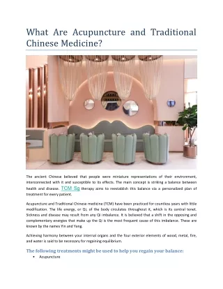 What Are Acupuncture and Traditional Chinese Medicine?