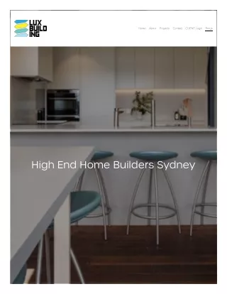 High End Home Builders Sydney