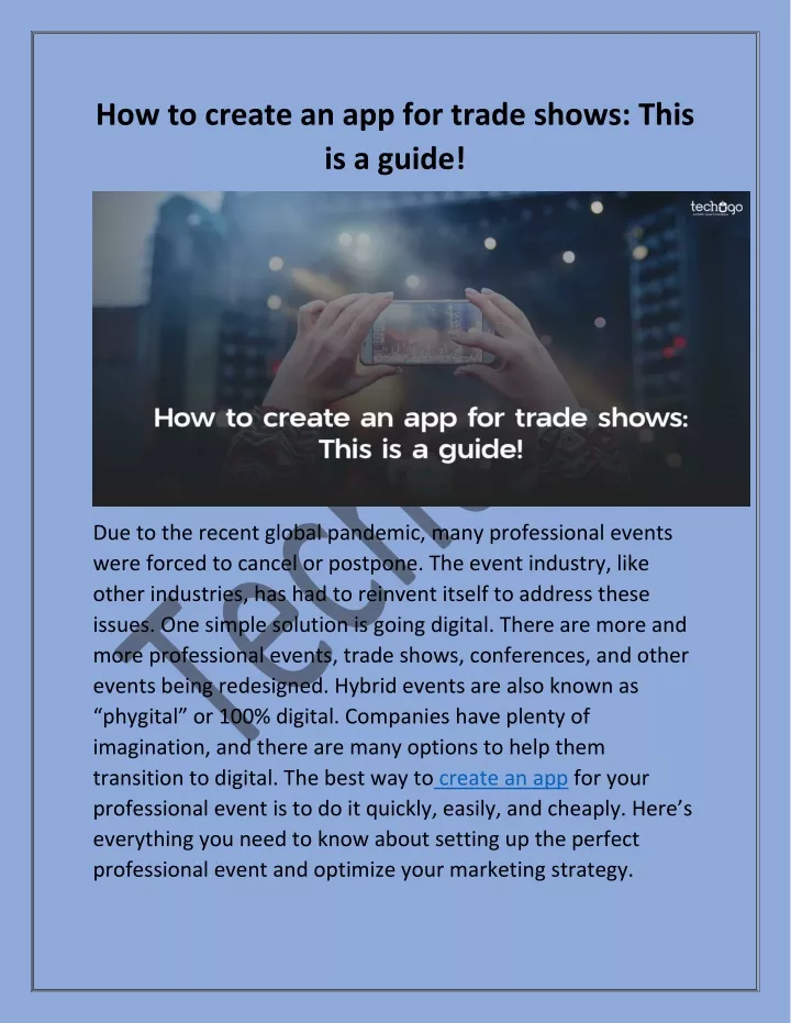 how to create an app for trade shows this