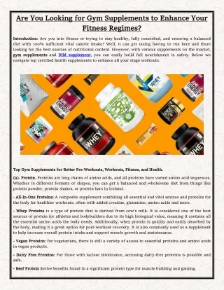 Are You Looking for Gym Supplements to Enhance Your Fitness Regimes?