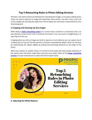 Top 5 Retouching Rules in Photo Editing Services