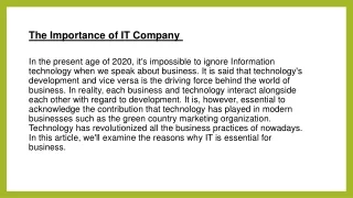 The Importance of IT Company 13-02