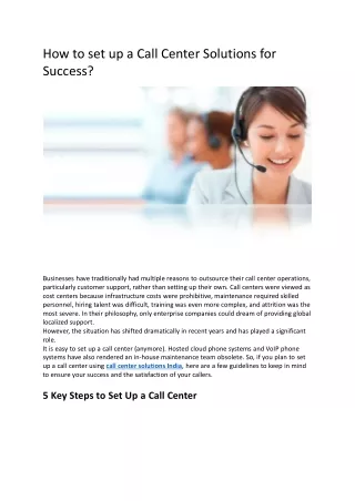 How to set up a Call Center Solutions for Success