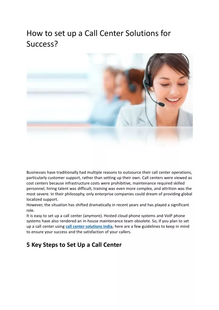 how to set up a call center solutions for success