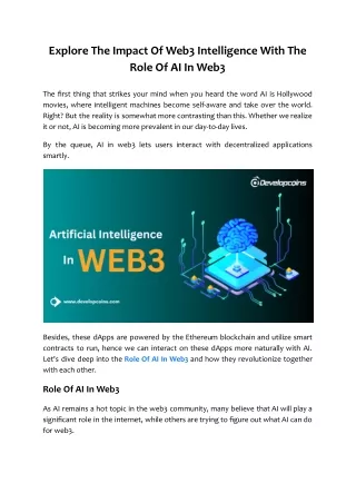 explore the impact of web3 intelligence with