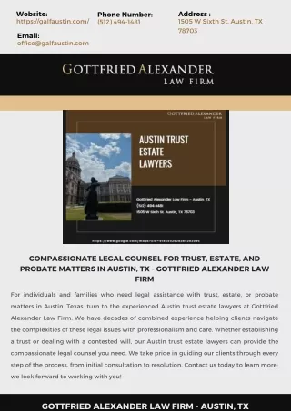 Compassionate Legal Counsel for Trust, Estate, and Probate Matters in Austin, TX