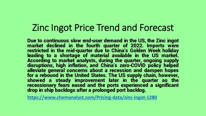 zinc ingot price trend and forecast