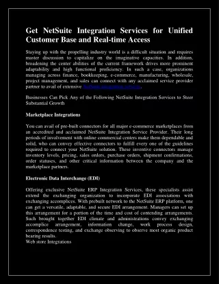 Get NetSuite Integration Services for Unified Customer Base and Real-time Access