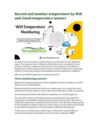 Record and monitor temperature by Wifi and cloud temperature sensors