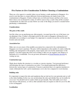 five factors to give consideration to before
