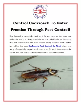 Control Cockroach To Enter Premise Through Pest Control