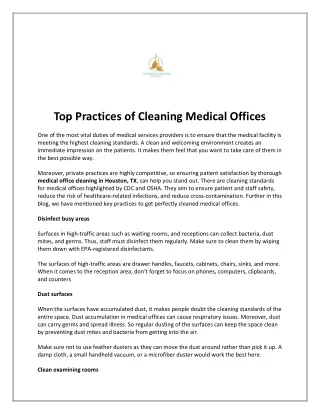 Top Practices of Cleaning Medical Offices