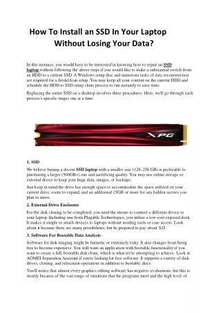 how to install an ssd in your laptop without losing your data