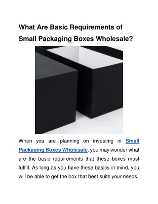 what are basic requirements of