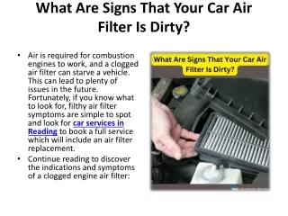 What Are Signs That Your Car Air Filter