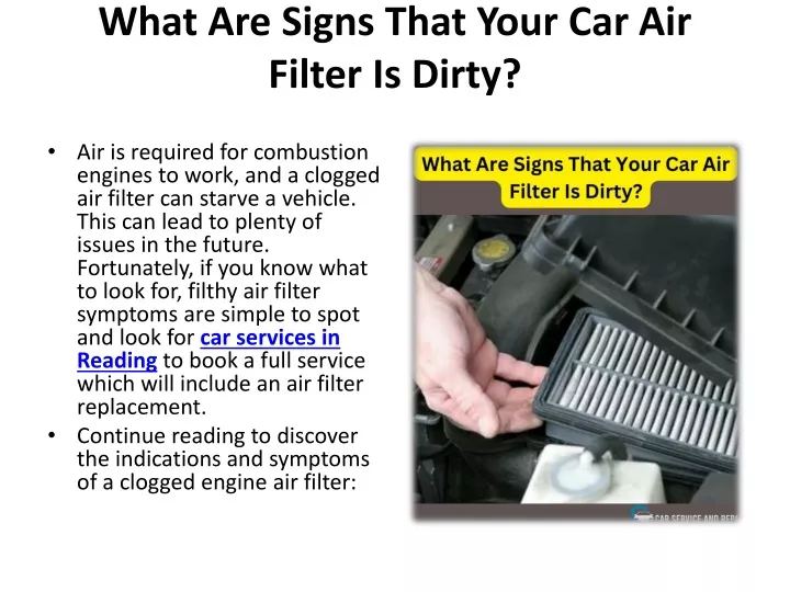 what are signs that your car air filter is dirty
