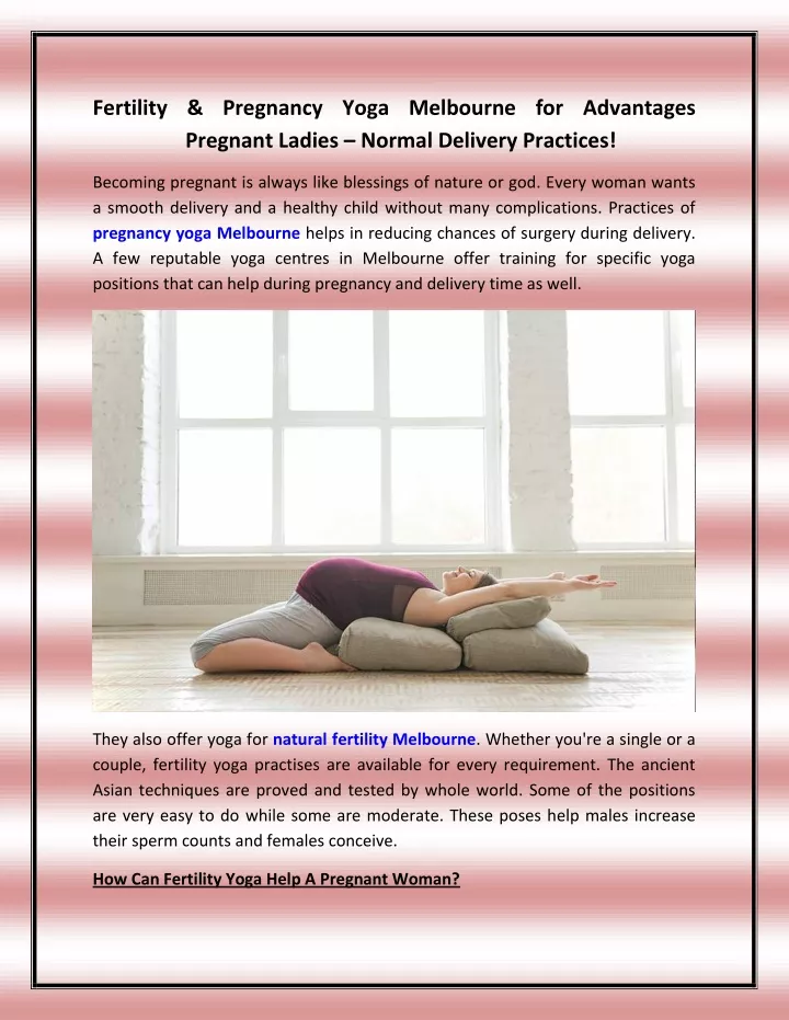 fertility pregnancy yoga melbourne for advantages